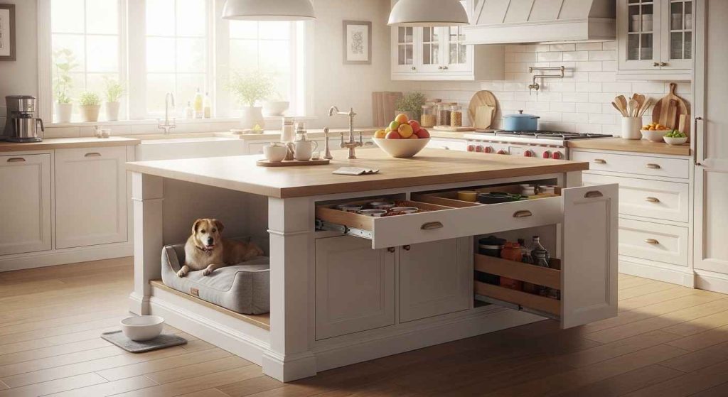 24 Cute Kitchen Island Pet Station Ideas That Help Daily Routine