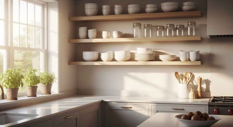 27 Pretty White Kitchen Open Shelf Ideas That Add Charm