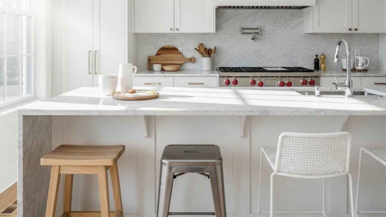 28 Chic White Kitchen Stool Ideas That Upgrade Seating