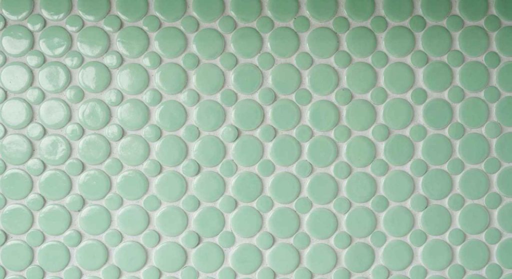A Backsplash with Glass Penny Tiles