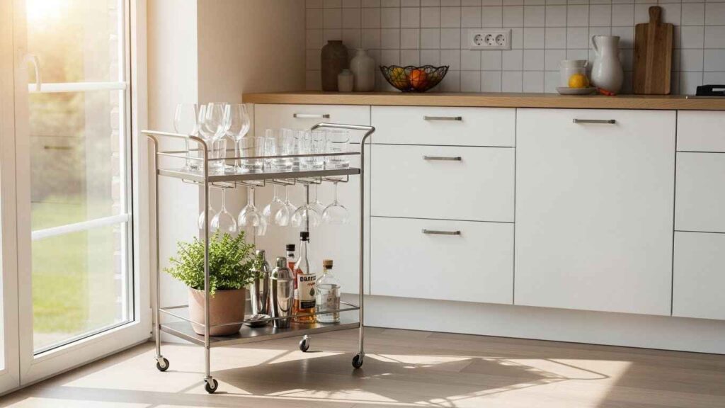A Bar Cart as Your Mobile Kitchen Table