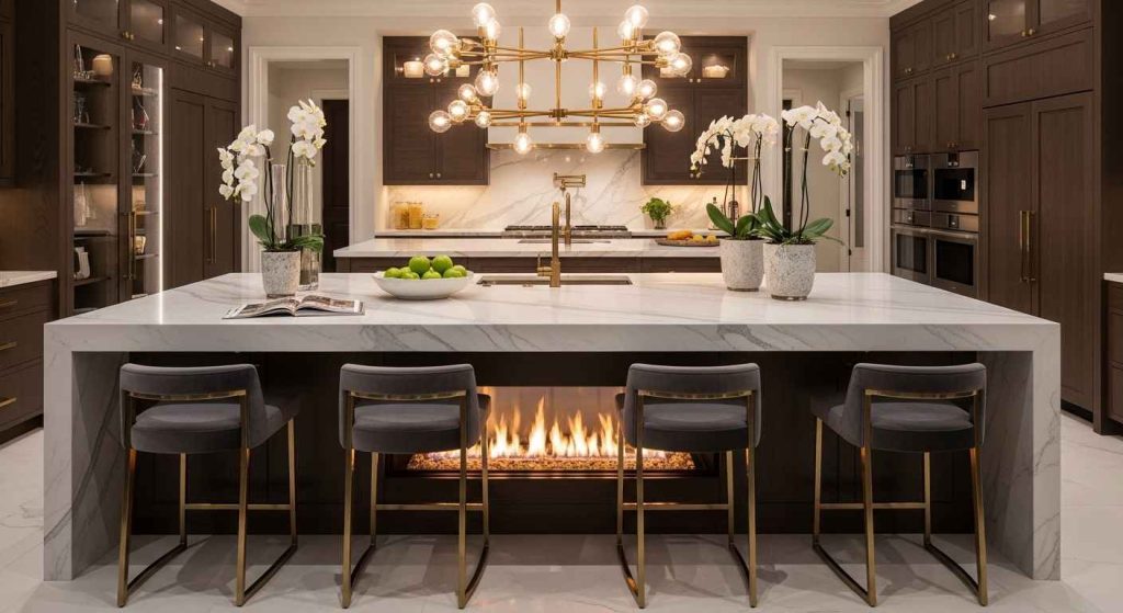 A Cozy Fireplace for Kitchen Ambiance