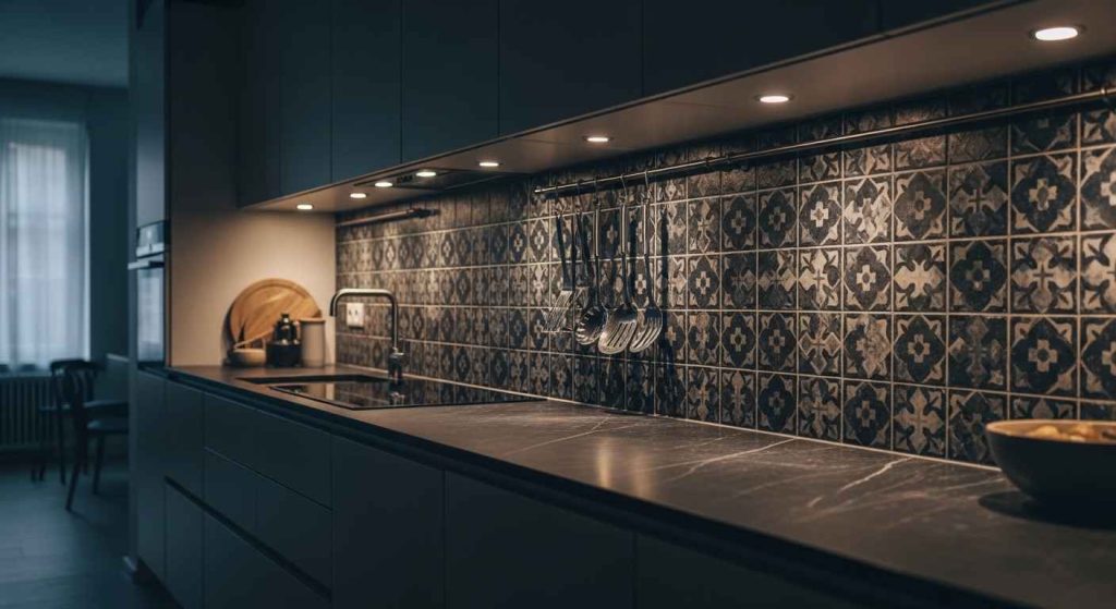 A Dramatic Dark Backsplash