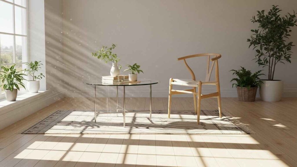 A Glass-Top Table to Visually Expand Space