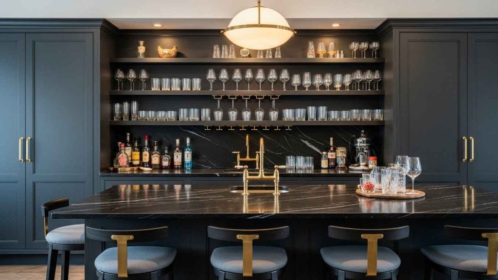 A Kitchen Island with a Dedicated Bar Zone