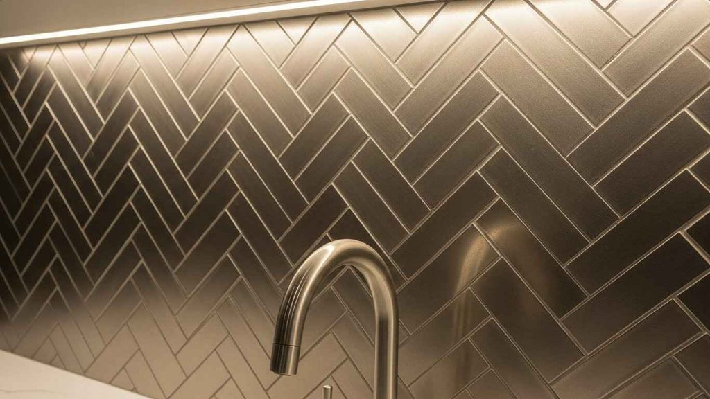 A Metallic Mosaic Glass Backsplash