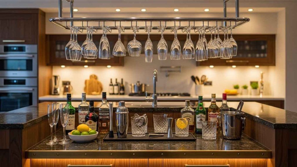 A Mini Bar with Glass Rack