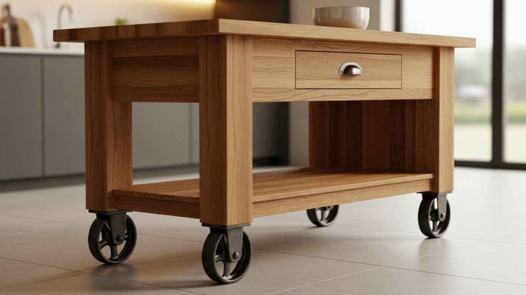 A Movable Kitchen Island on Locking Casters