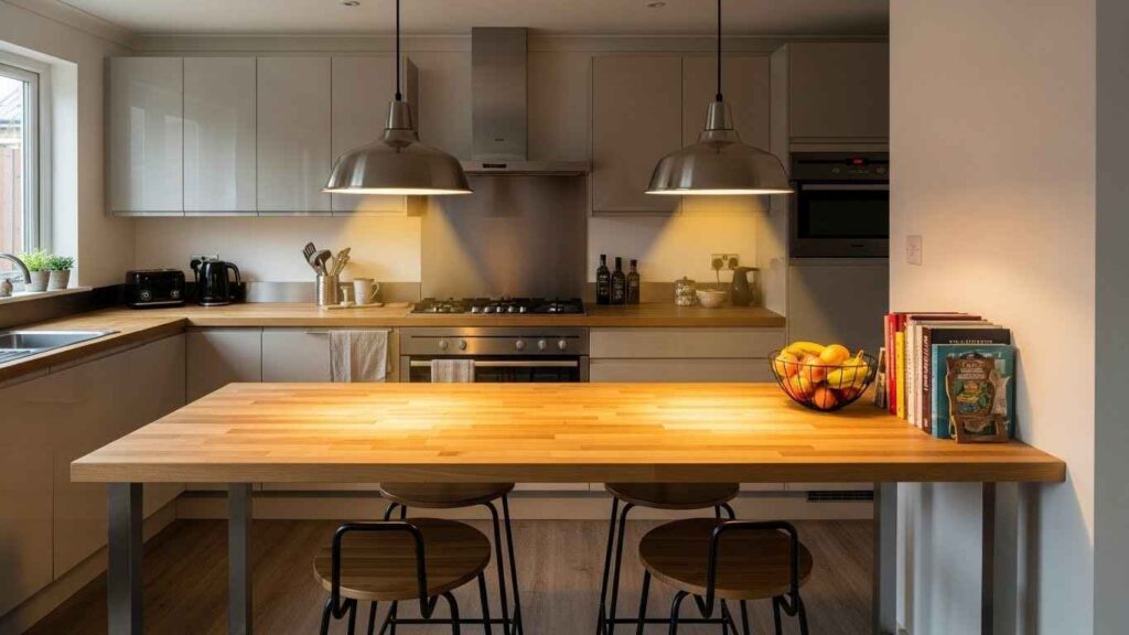 A Narrow Kitchen Island with Seating