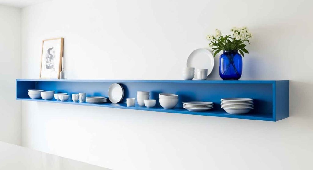 A Single Blue Open Shelf