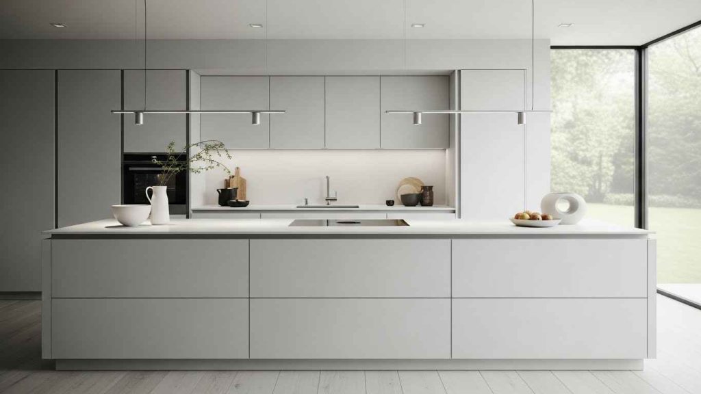 A Sleek, Handle-Less White Island