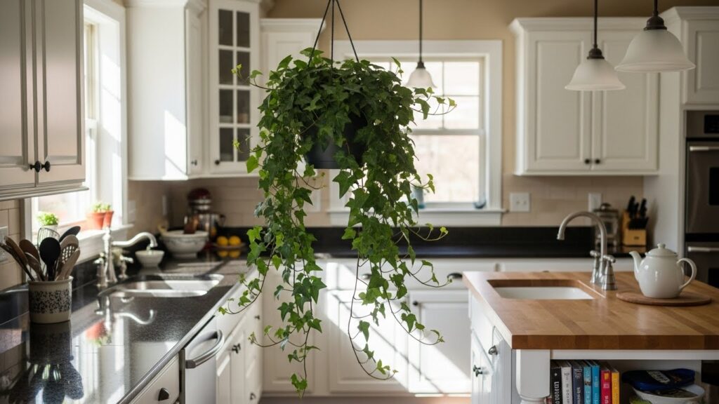 A Trailing English Ivy in a Hanging Pot