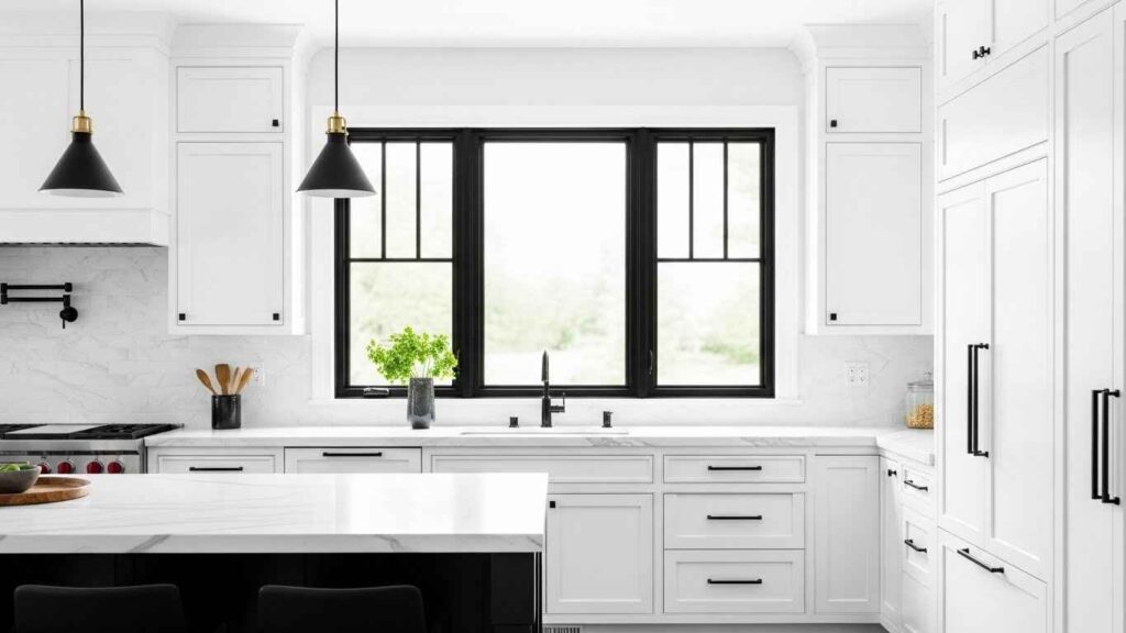 A White Kitchen with Bold Black Accents