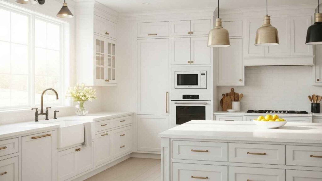 A White Kitchen with Metallic Finishes