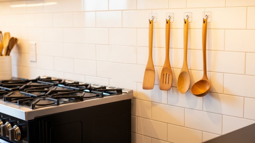 Adhesive Hooks for Utensils