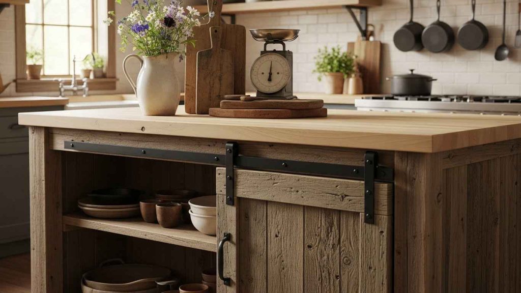 Barn Door Accents on the Island