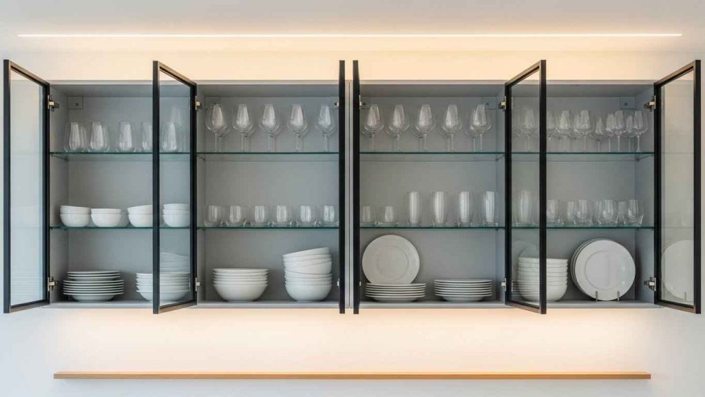 Black Framed Glass Cabinets