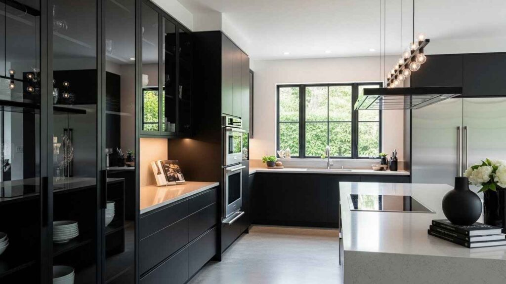 Black Framed Glass Cabinets