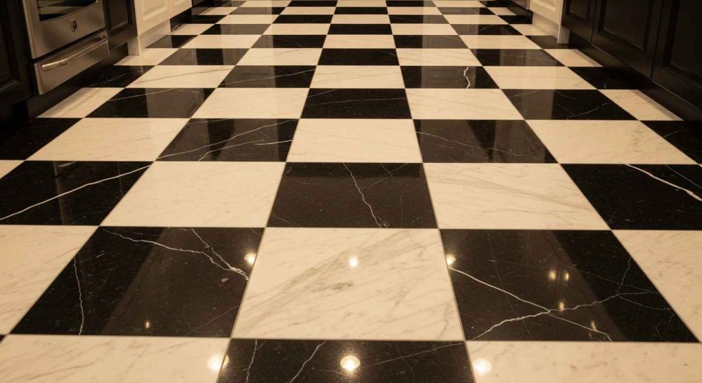 Black and White Marble Checkerboard