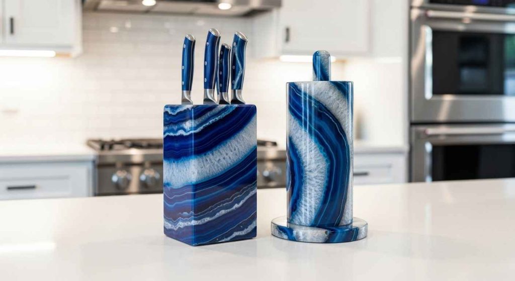 Blue Agate Knife Block and Accessories