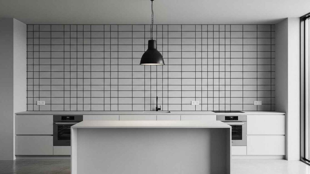Bold Black Grid Backsplash
