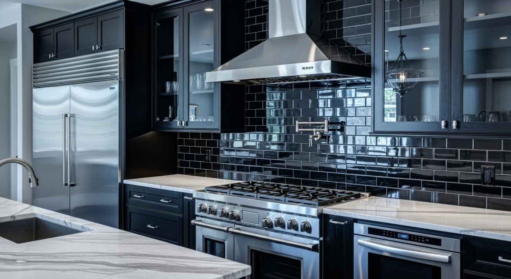 Bold Black Subway Tile Backsplash