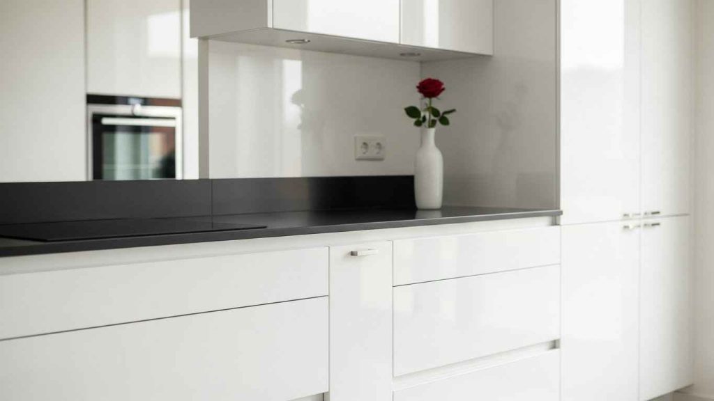 Bold Contrast with Black Countertops