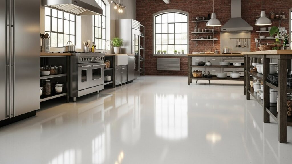 Bright White Polished Concrete