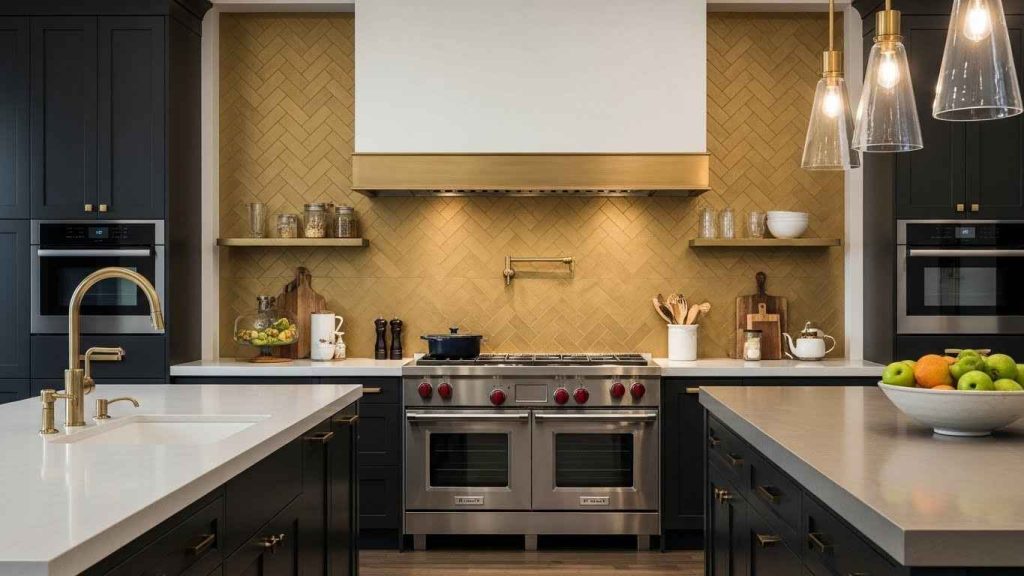 Brushed Gold Backsplash Tiles