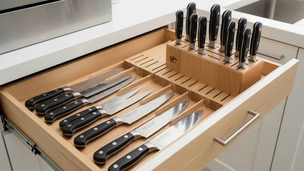 Built-In Knife Block Drawers