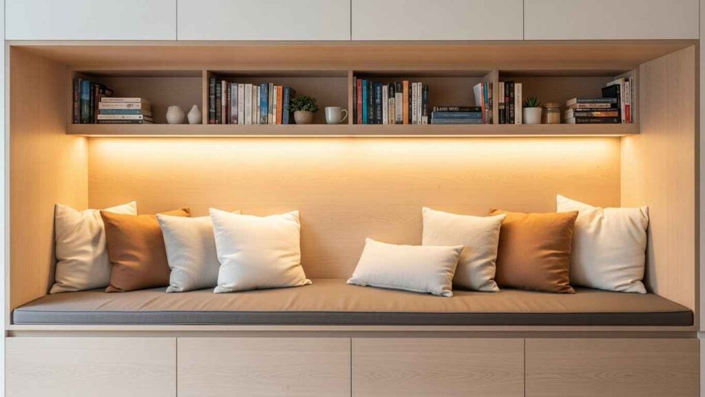 Built-in Bench and Shelf Divider