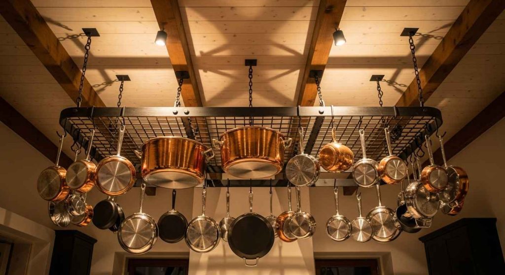 Ceiling-Hung Pot and Pan Rack