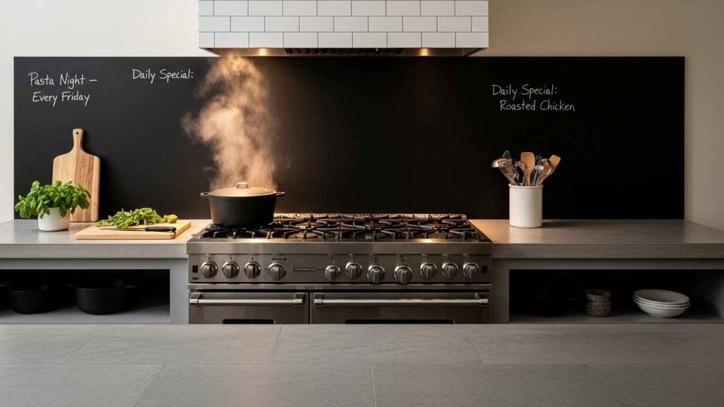 Chalkboard Backsplash Behind the Stove