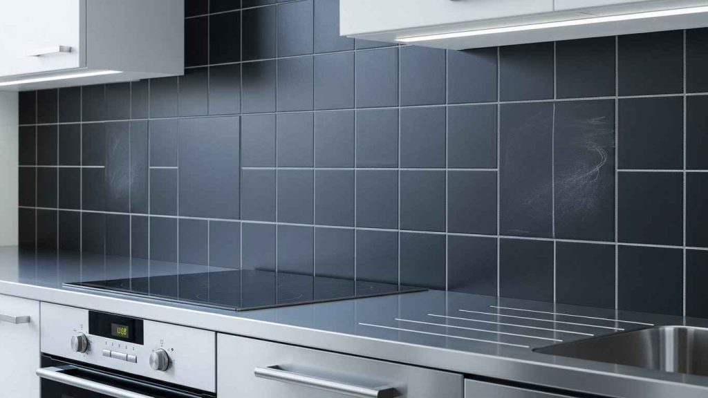 Chalkboard Tile Grid Backsplash