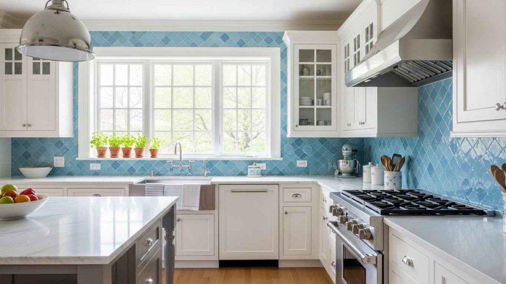 Coastal Blue Diamond Backsplash