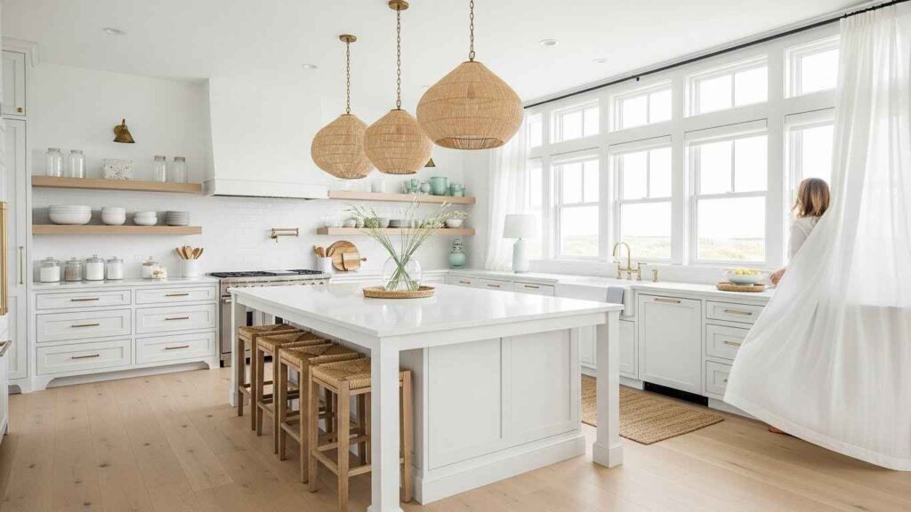 Coastal-Inspired All-White Kitchen