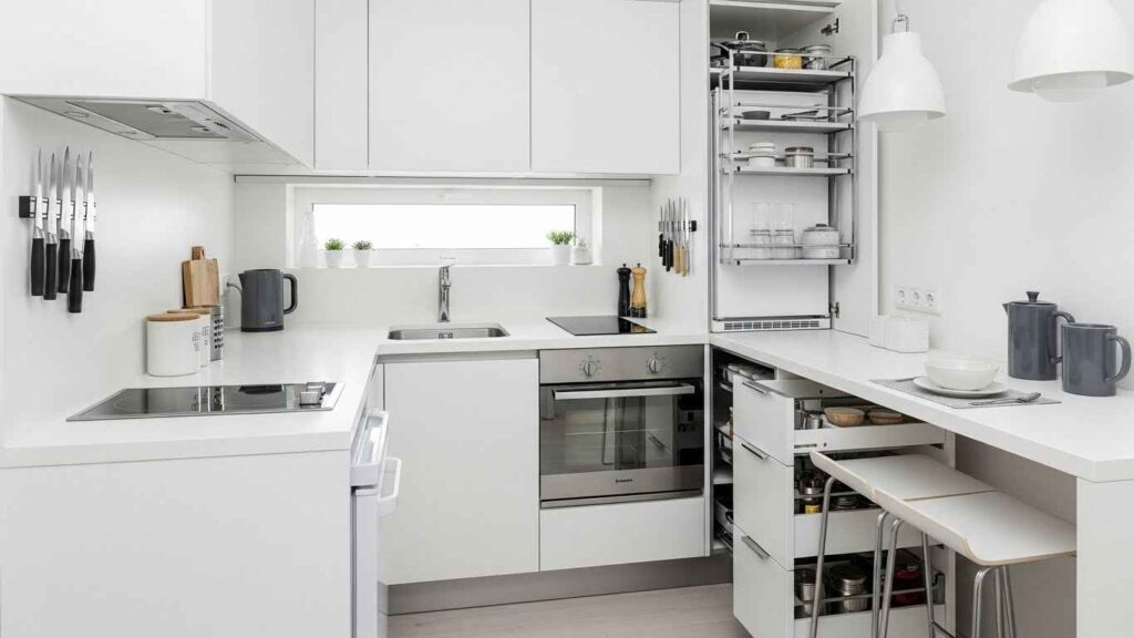 Compact and Efficient White Kitchen