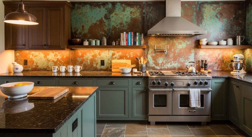 Copper Backsplash for Warmth