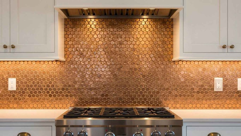 Copper Penny Tile Backsplash