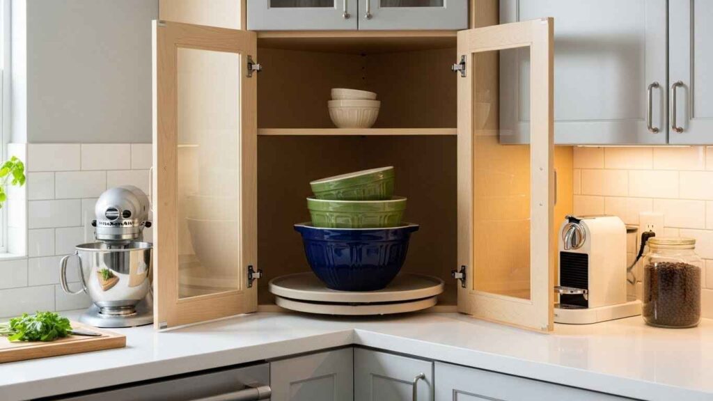 Corner Cabinet with Glass Doors