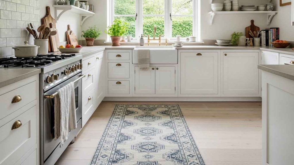 Cozy White Kitchen with Textiles
