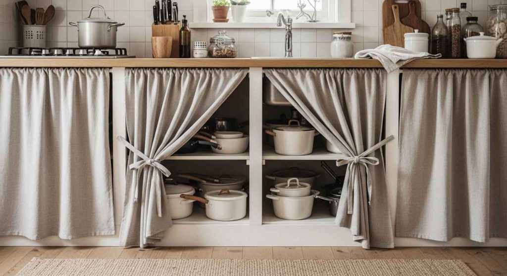 Curtains for Unsightly Cabinets