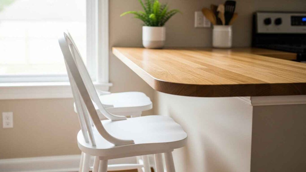 Curved Back White Kitchen Stools