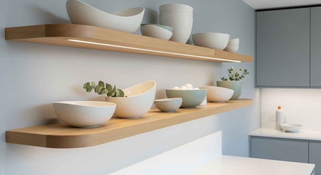 Curved Edge Modern Kitchen Shelves