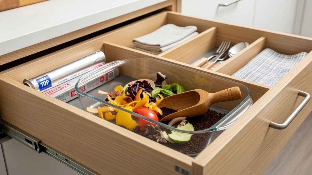DIY Drawer Divider Compost Bin