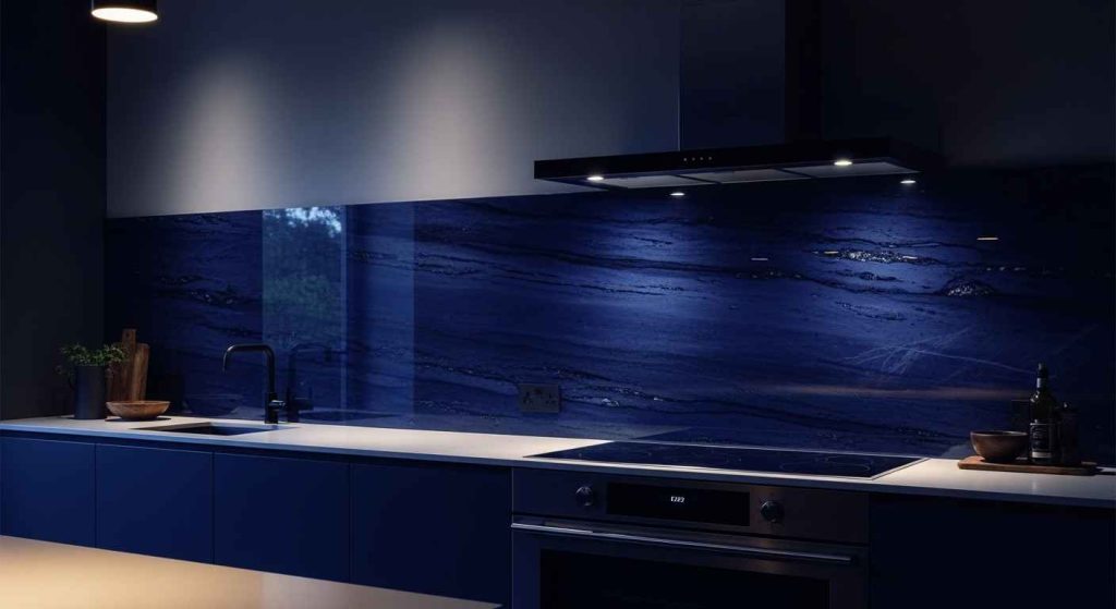 Deep Indigo Slab Backsplash