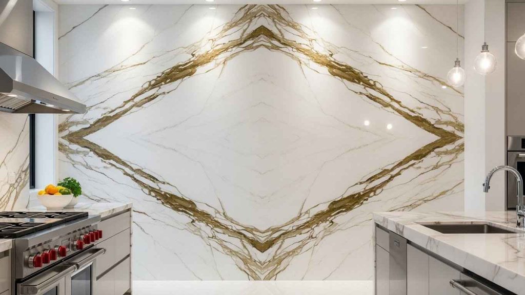 Dramatic Calacatta Gold Accent Wall