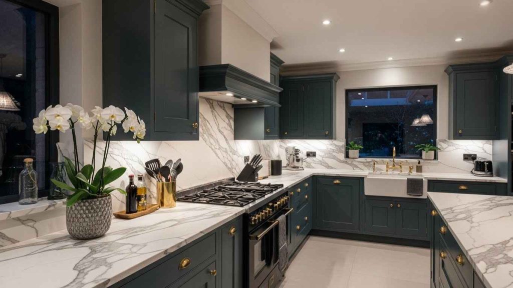 Dramatic Dark Teal & Marble