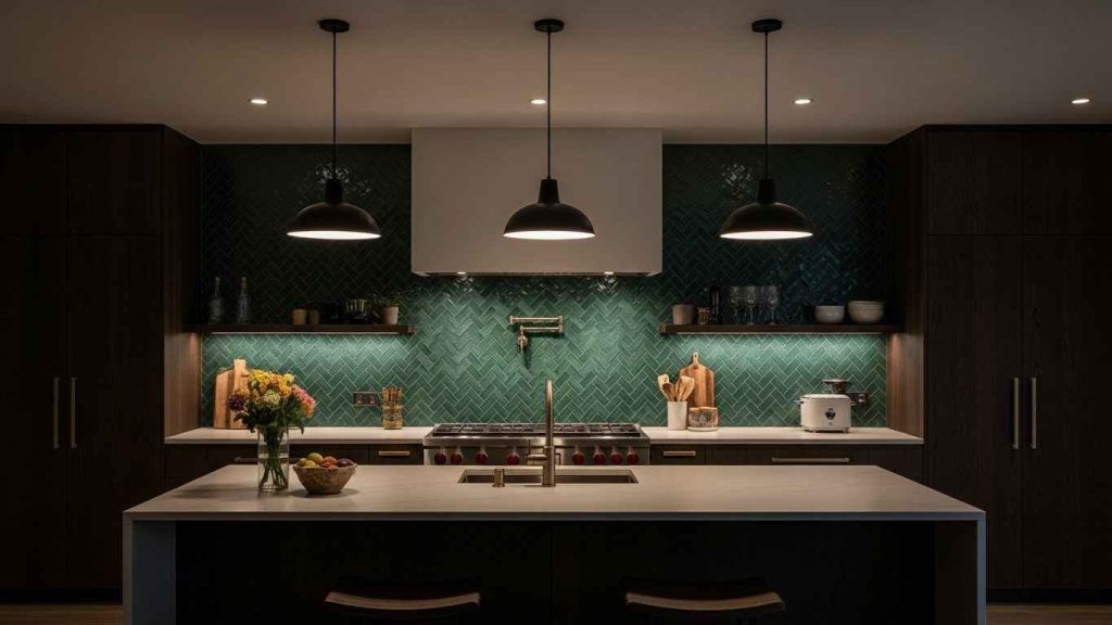 Dramatic Floor-to-Ceiling Herringbone