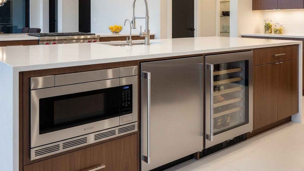 Dual-Purpose Island with Microwave & Fridge